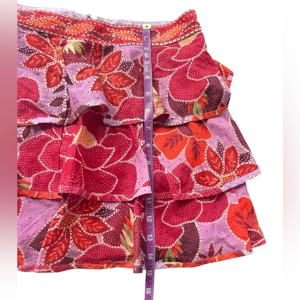 Farm Rio Sweet Floral Lilac XS miniskirt purple pink red new with tags - Picture 5 of 11